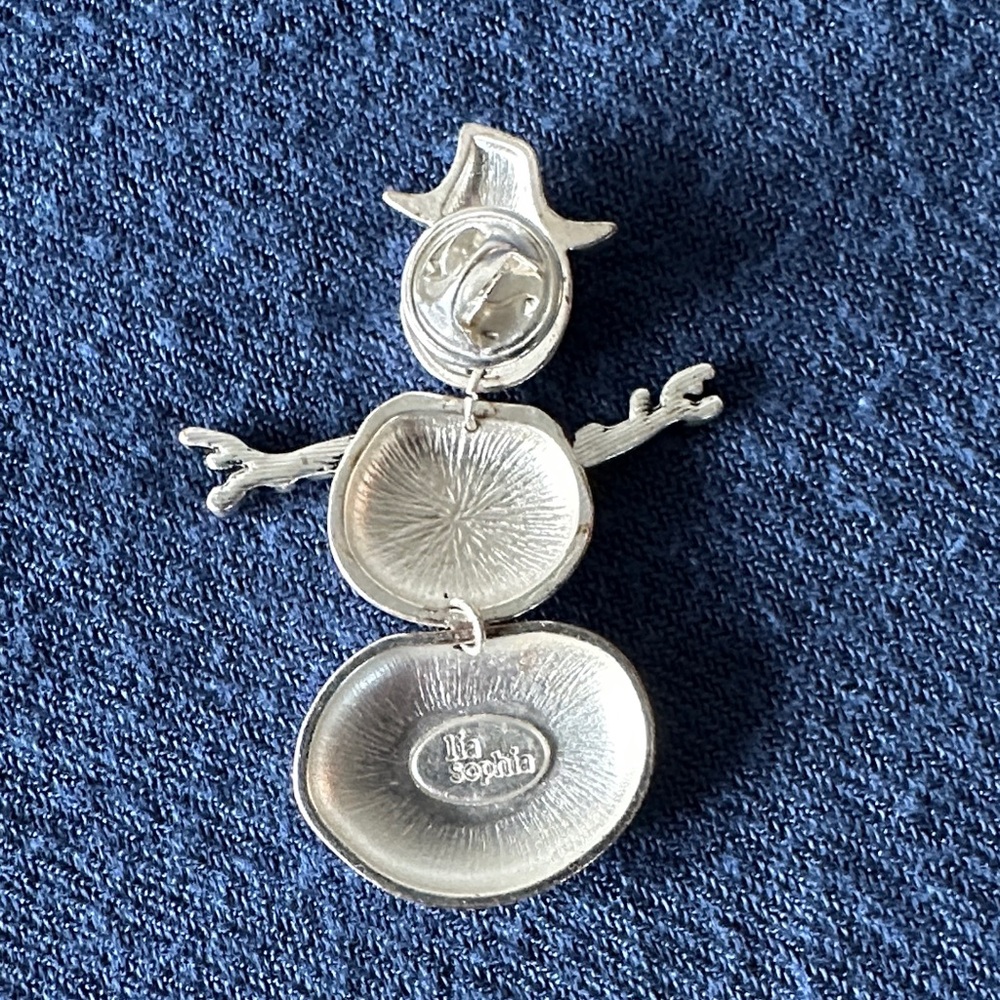 Lia Sophia Silver Snowman Pin - Picture 3 of 4